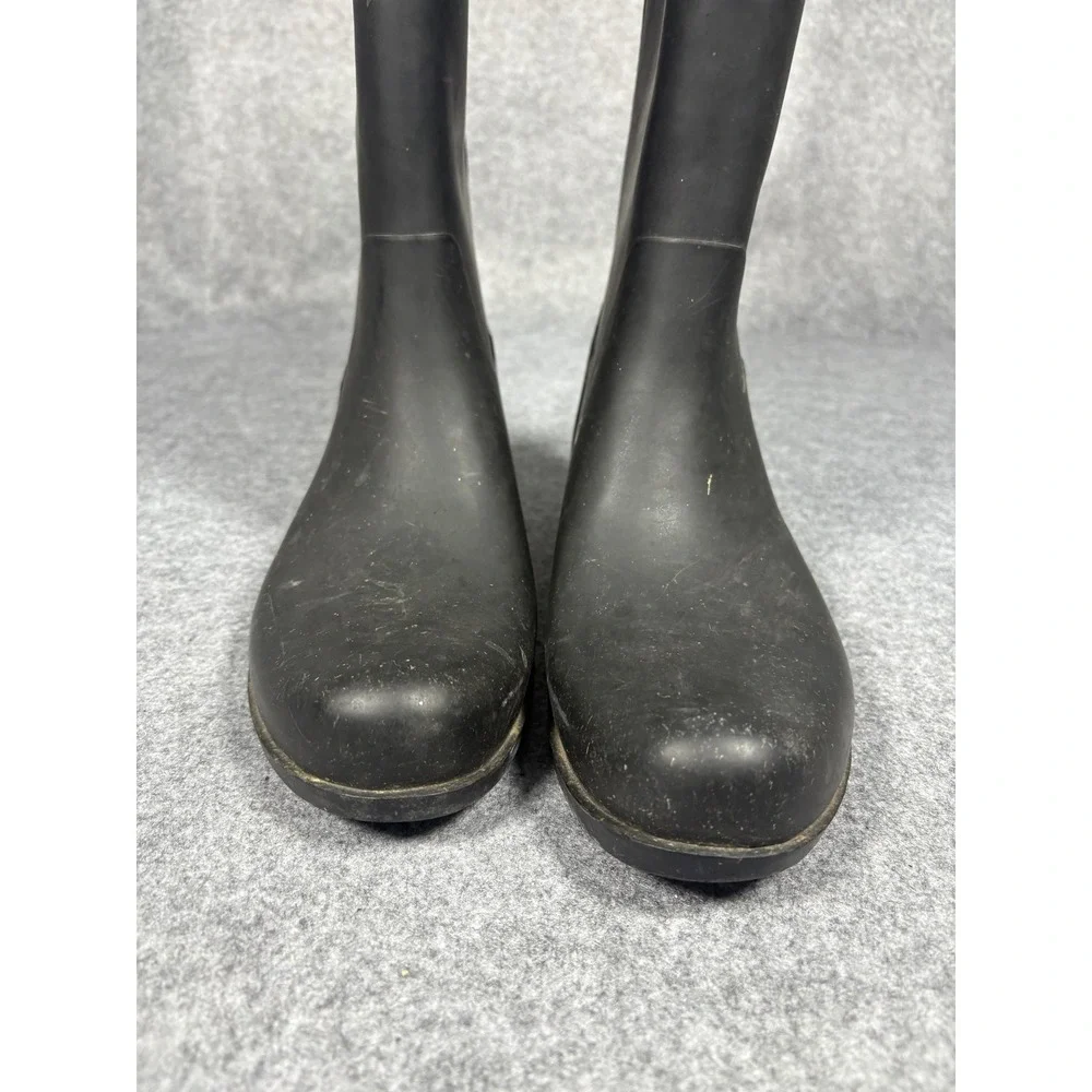 Style #17967 Tall Back Zip Rain Boots 8‎ Black Waterproof Rubber